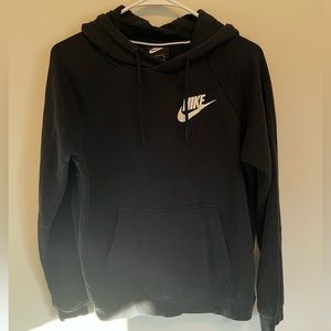 Nike hoodie black white logo worn😍